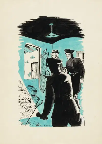 Полицейские в подвале by Эдди де Смет, 1947 — digital art print download