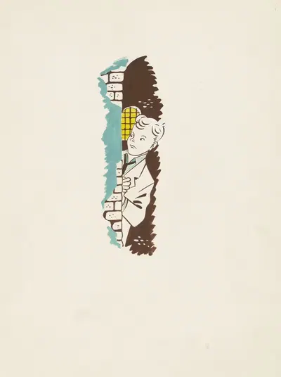 Дикки смотрит из-за каменной стены by Эдди де Смет, 1947 — digital art print download