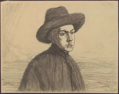 Портрет мужчины с шляпой на фоне пейзажа by Эмиль Рудольф Вайс, 1899 — digital art print download