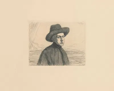Портрет мужчины в шляпе на фоне пейзажа by Эмиль Рудольф Вайс, 1899 — digital art print download