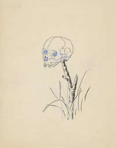 Человеческий череп на палке by Ф. Окерс, 1936 — digital art print download