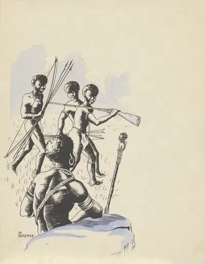 Новойгинейские охотники by Ф. Окерс, 1936 — digital art print download