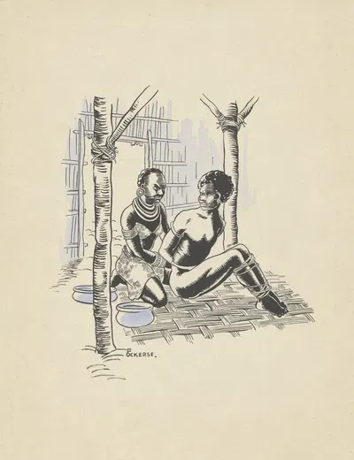 Женщина из Новой Гвинеи держит мужчину в плену by Ф. Окерс, 1936 — digital art print download
