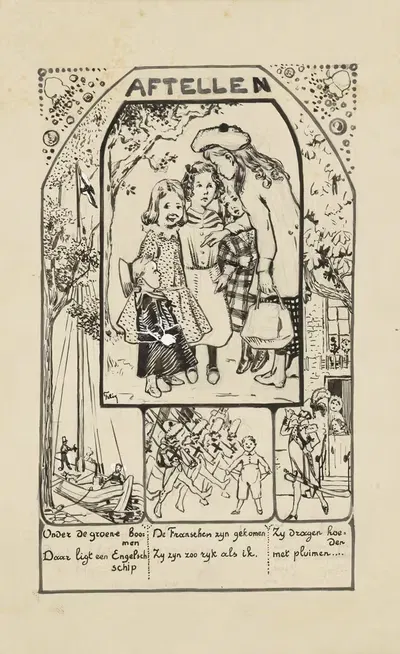 Пять девушек, английский корабль и французские солдаты Счет by Феликс Хесс — digital art print download