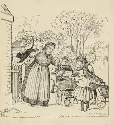 Гритье и Маритье с кукольными колясками by Франс Лазаром, 1916 — digital art print download