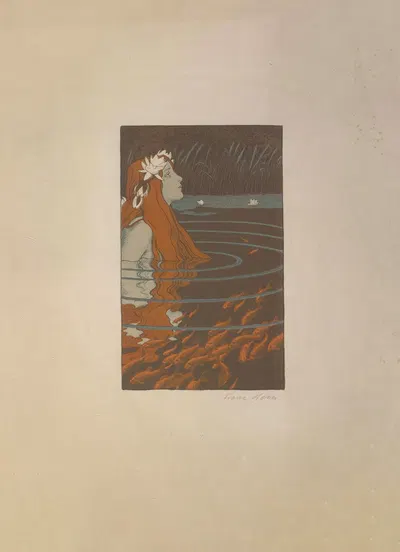 Bild einer Nixe mit Fischen im Teich by Franz Hein — digital art print download