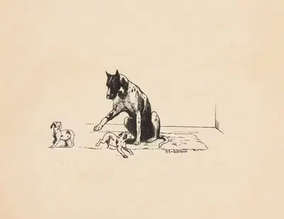 Собака с двумя щенками by Гейсбертус Иоганнес ван Овербек, 1892 - 1947 — digital art print download