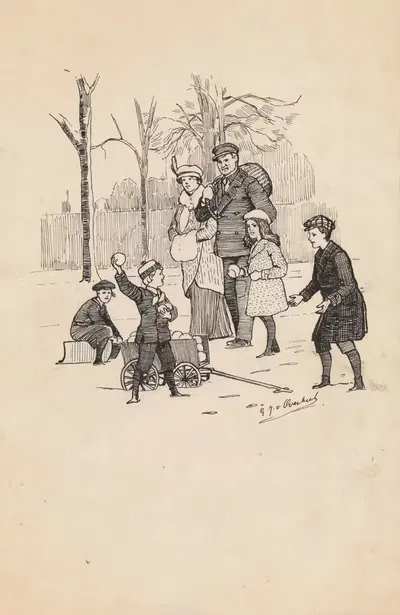 Дети играют со снежками by Гейсбертус Иоганнес ван Овербек, 1892 - 1947 — digital art print download
