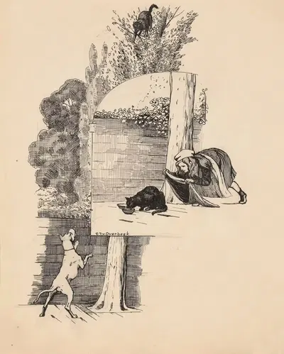 Девочка пытается поймать кошку by Гейсбертус Иоганнес ван Овербек, 1892 - 1947 — digital art print download