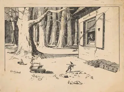 Рабочие гномы у леса by Гейсбертус Иоганнес ван Овербек, 1892 - 1947 — digital art print download