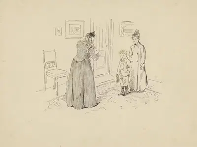 Мальчик получает выговор от женщины by Генрих М. Краббе, 1898 — digital art print download