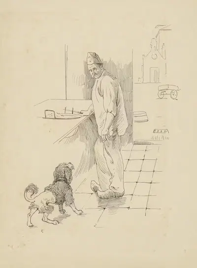 Кот, смотрящий на собаку by Генрих М. Краббе, 1898 — digital art print download