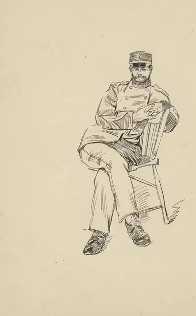 Военный, сидящий на стуле by Генрих М. Краббе, 1898 — digital art print download