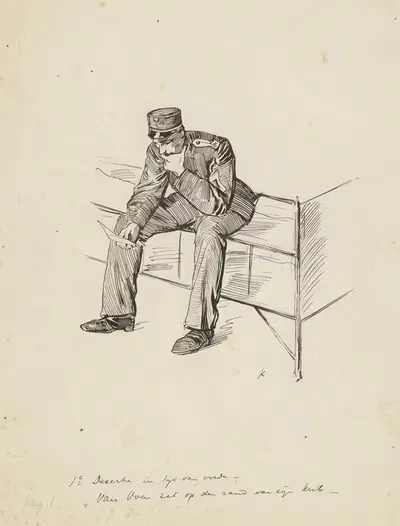 Солдат читает письмо by Генрих М. Краббе, 1898 — digital art print download