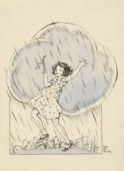 Танцующая девушка под дождевой облаком by Миеп де Фейтер, 1928-1941 — digital art print download