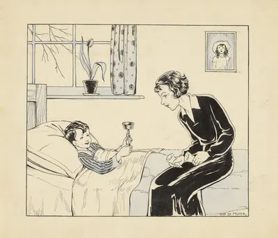 Мальчик с весами в постели by Миеп де Фейтер, 1928-1941 — digital art print download