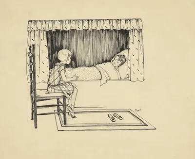 Девушка на больничном визите к подруге by Миеп де Фейтер, 1928-1941 — digital art print download
