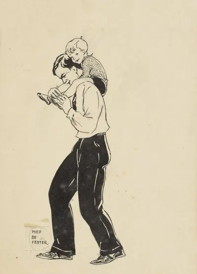 Отец несет сына на плечах by Миеп де Фейтер, 1928-1941 — digital art print download