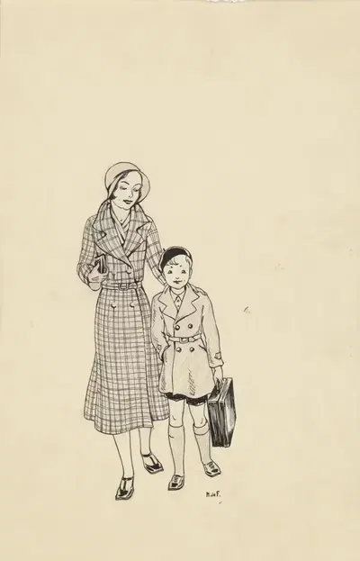 Идущая женщина и мальчик by Миеп де Фейтер, 1928-1941 — digital art print download