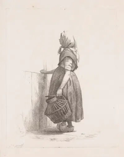 Стоящее девушка с птицеводом by Пьер Луи Дюбурк, 1838 — digital art print download