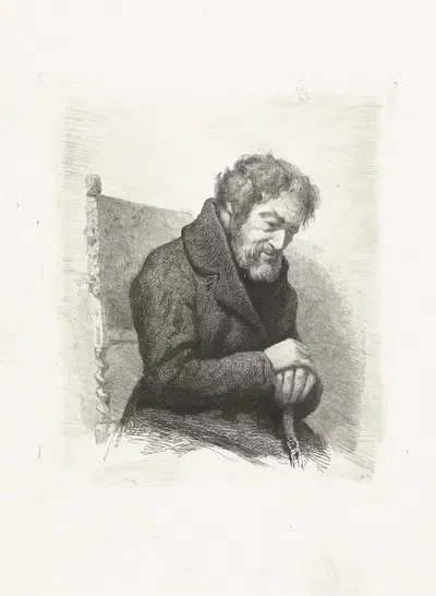 Сидящий старец с тростью в руках by Пьер Луи Дюбурк, 1845 — digital art print download