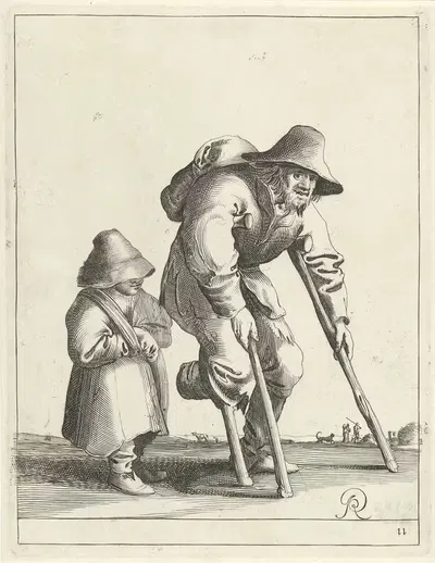Нищий с ребенком и деревянной ногой by Питер Янсз. Кваст, 1638-1652 — digital art print download