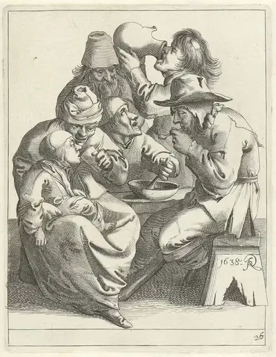 Нищие и крестьяне за столом by Питер Янсз. Кваст, 1638-1652 — digital art print download