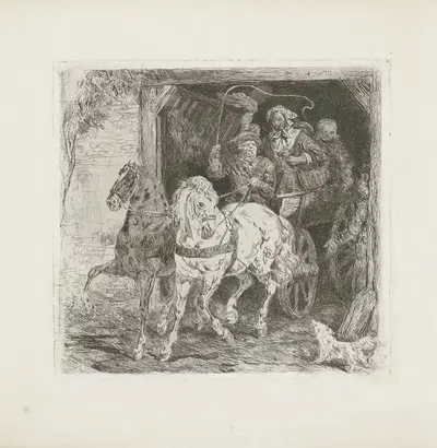 Выезжающая повозка с крестьянами by Рейньер Крейвангер, 1834 — digital art print download