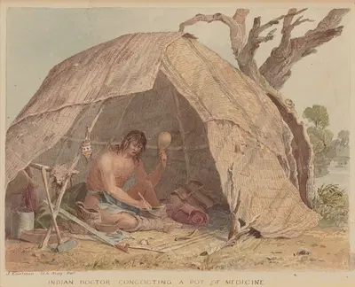 Indian Doctor Concocting a Pot of Medicine by Seth Eastman — digital art print download