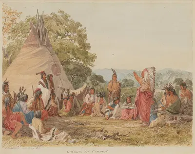 Indians in Council by Seth Eastman, 1850 — digital art print download