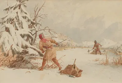 Spearing Muskrats in Winter by Seth Eastman — digital art print download