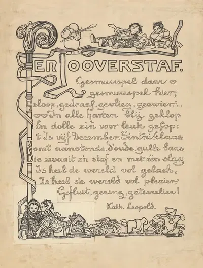 Синтерклаасгедихт с посохом и игрушками by Виллем Потаст, 1912 — digital art print download