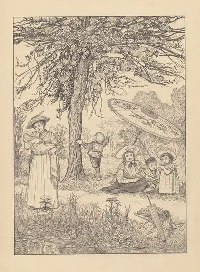 Женщины и дети в парке by Виллем Потаст, 1910 — digital art print download