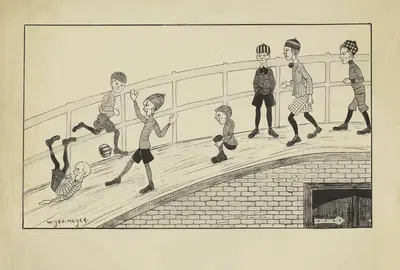 Glijdende jongens op een pad by Wybo Meijer, 1913 — digital art print download