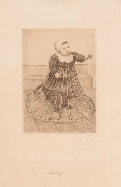 Молодая девушка, стоящая в ходунках by Ксавье Меллери, 1839-1909 — digital art print download