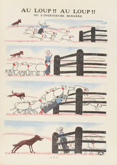 На волка!! На волка!! Или изобретательная пастушка by Андре Эле, 1924 — digital art print download