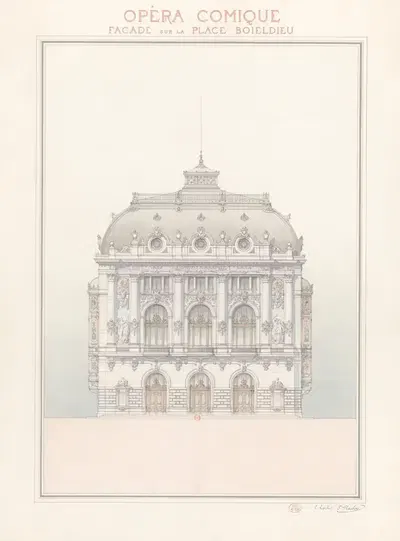Opéra-Comique – Façade sur la Place Boieldieu by Edouard Larché, 1893 — digital art print download