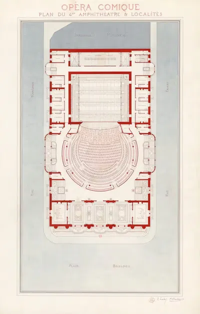 Opéra-Comique – Plan du 4me (quatrième) amphithéatre & localités by Edouard Larché, 1893 — digital art print download