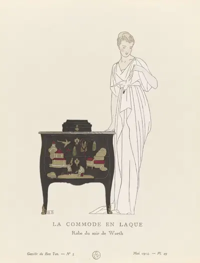 Комод из лака. Вечернее платье Ворта by Бернар Буте де Моновель, 1914 — digital art print download