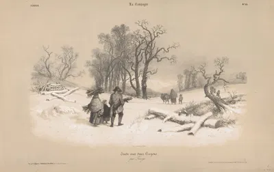 Семейная встреча у дров в снегу by Бернар-Ромен Жюльен, 1844-1854 — digital art print download
