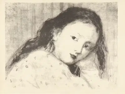 Этюд головы маленькой девочки by Камиль Бурже, 1893-1895 — digital art print download