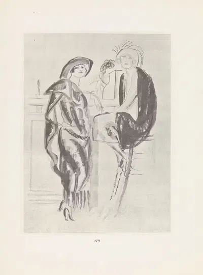 Two women at a bar by Charles Laborde, 1921 — digital art print download