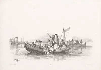 Группа людей в лодке by Шарль-Луи Мозен, 1850-1884 — digital art print download