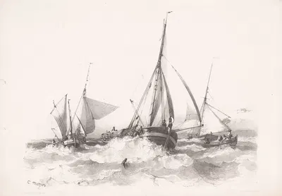 Парусники между волнами by Шарль-Луи Мозен, 1850-1884 — digital art print download