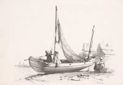 Парусник на пляже. by Шарль-Луи Мозен, 1850-1884 — digital art print download