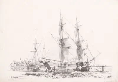 Парусные корабли на воде by Шарль-Луи Мозен, 1850-1884 — digital art print download