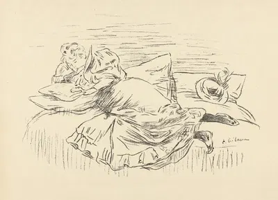 Читающая женщина, лежащая на кровати by Эдуард Крбасс, 1893-1895 — digital art print download