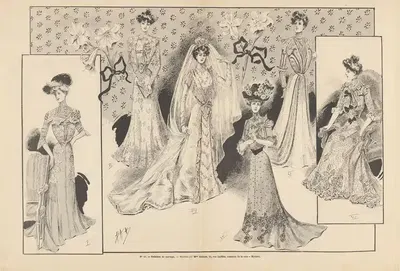 Новая мода, № 23 Свадебные туалеты by Феликс Фурнери, 1900 — digital art print download