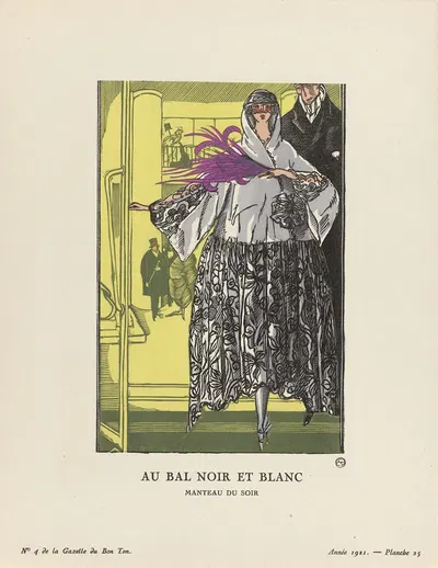 Au bal noir et blanc Manteau du soir by Fernand Siméon, 1921 — digital art print download