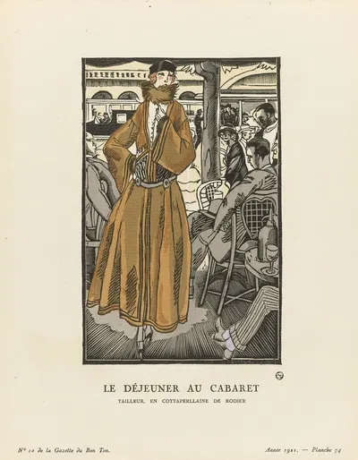 Le déjeuner au cabaret Tailleur, en cottaperllaine de Rodier by Fernand Siméon, 1921 — digital art print download